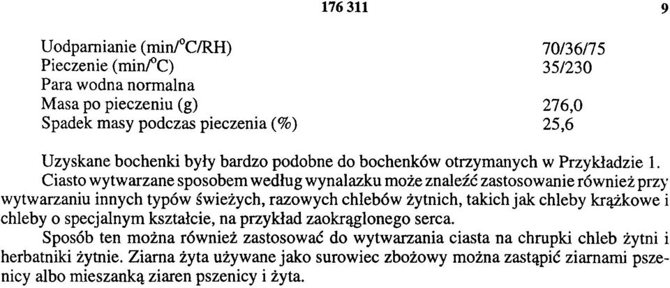 Ciasto wytwarzane sposobem według wynalazku może znaleźć zastosowanie również przy wytwarzaniu innych typów świeżych, razowych chlebów żytnich, takich jak chleby krążkowe