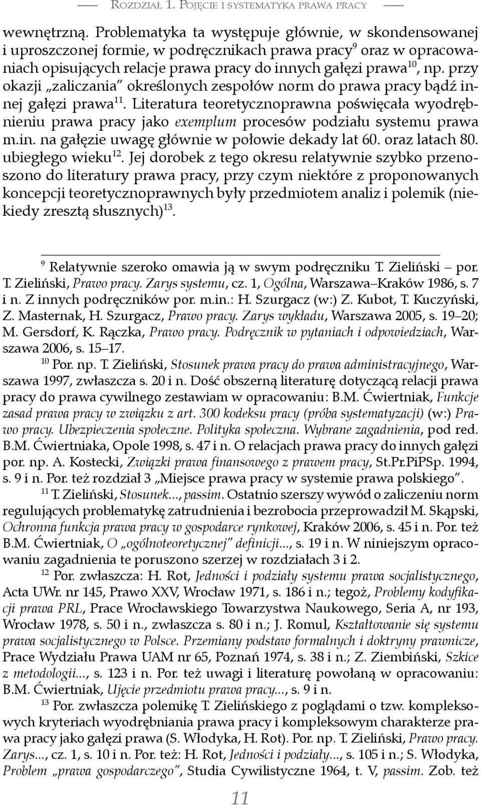 przy okazji zaliczania określonych zespołów norm do prawa pracy bądź innej gałęzi prawa 11.