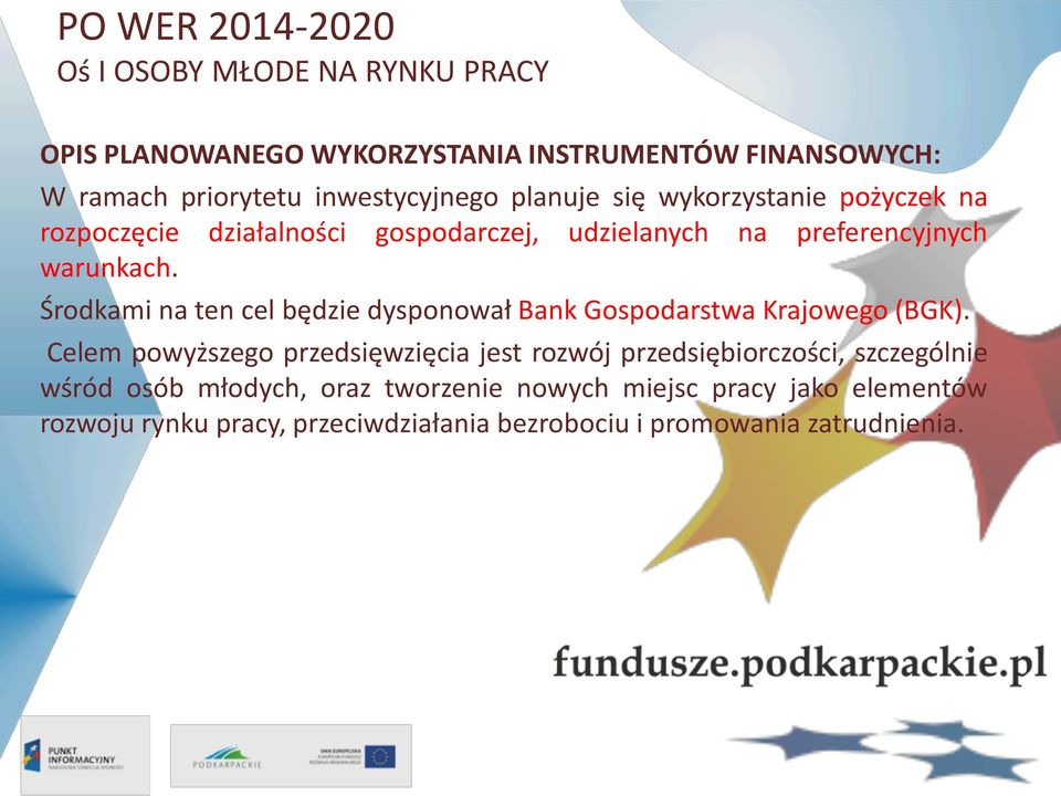 Środkami na ten cel będzie dysponował Bank Gospodarstwa Krajowego (BGK).