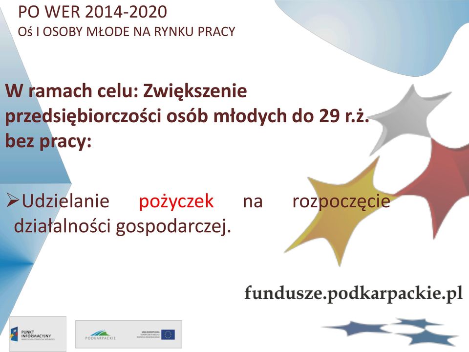 przedsiębiorczości osób młodych do 29 r.ż.