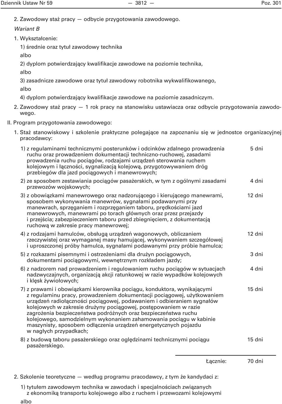 dyplom potwierdzający kwalifikacje zawodowe na poziomie zasadniczym. 2. Zawodowy staż pracy 1 rok pracy na stanowisku ustawiacza oraz odbycie przygotowania zawodowego. II.