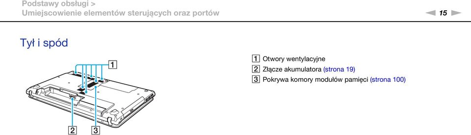 Otwory wentylacyjne B Złącze akumulatora