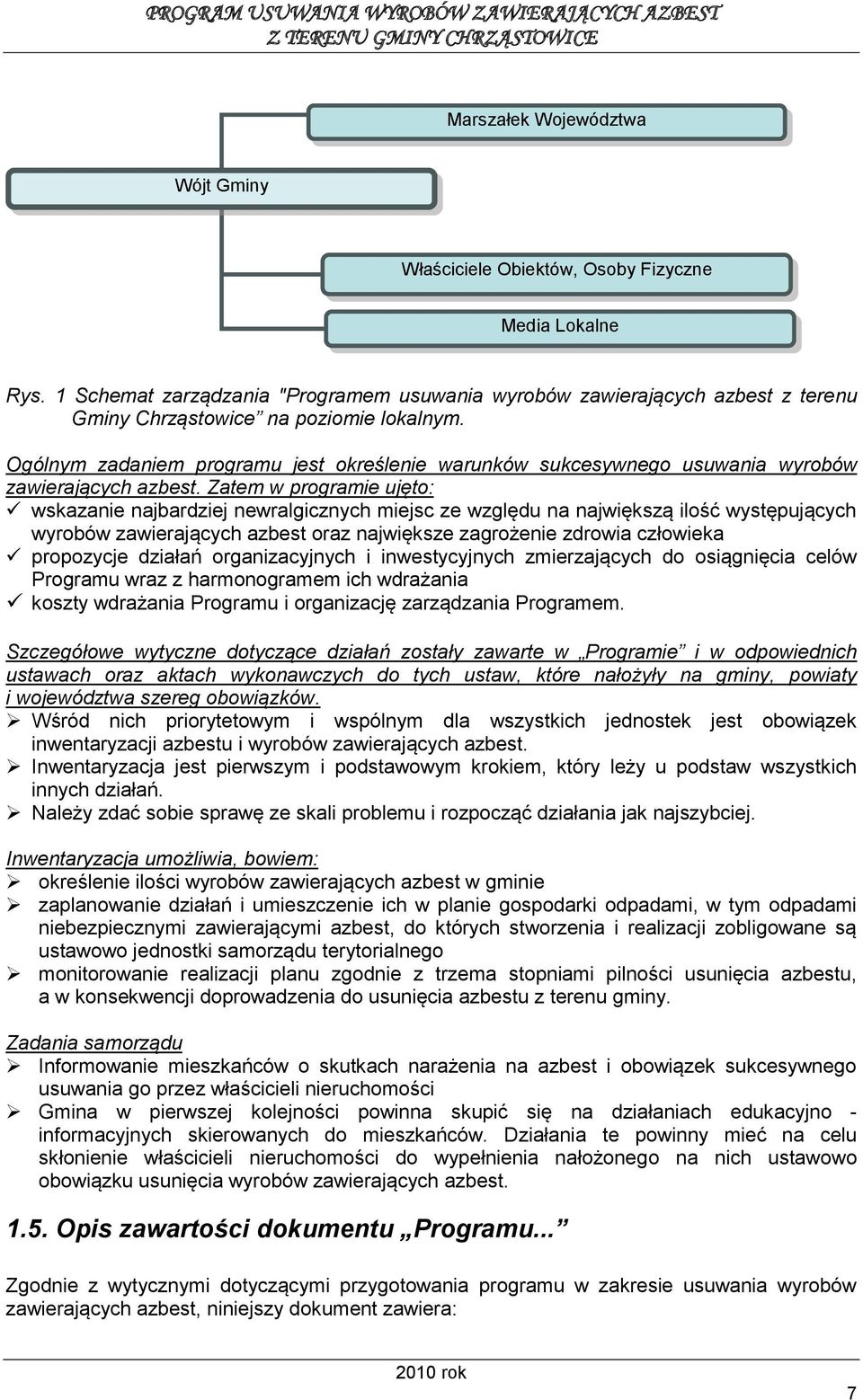 Ogólnym zadaniem programu jest określenie warunków sukcesywnego usuwania wyrobów zawierających azbest.