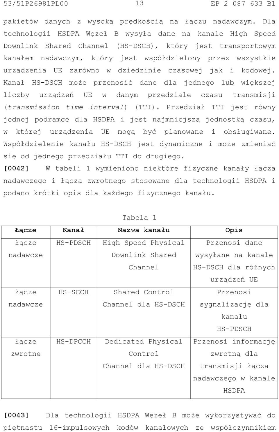 zarówno w dziedzinie czasowej jak i kodowej. Kanał HS-DSCH może przenosić dane dla jednego lub większej liczby urządzeń UE w danym przedziale czasu transmisji (transmission time interval) (TTI).