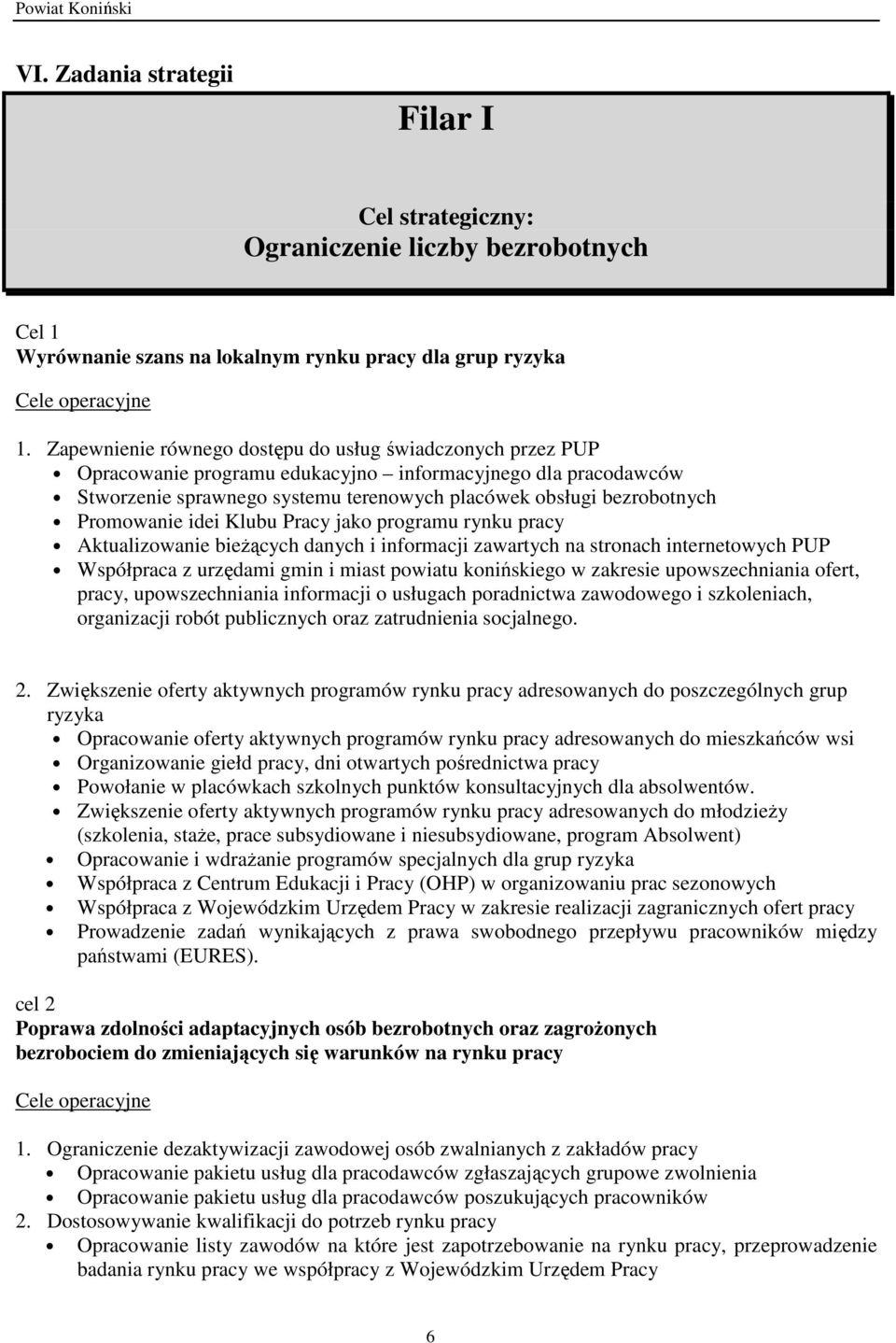 Promowanie idei Klubu jako programu rynku pracy Aktualizowanie bieŝących danych i informacji zawartych na stronach internetowych PUP Współpraca z urzędami gmin i miast powiatu konińskiego w zakresie