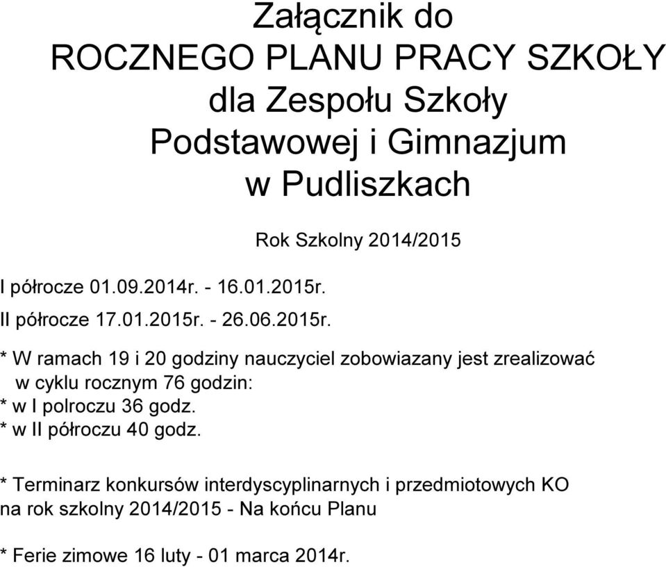 II półrocze 17.01.2015r.