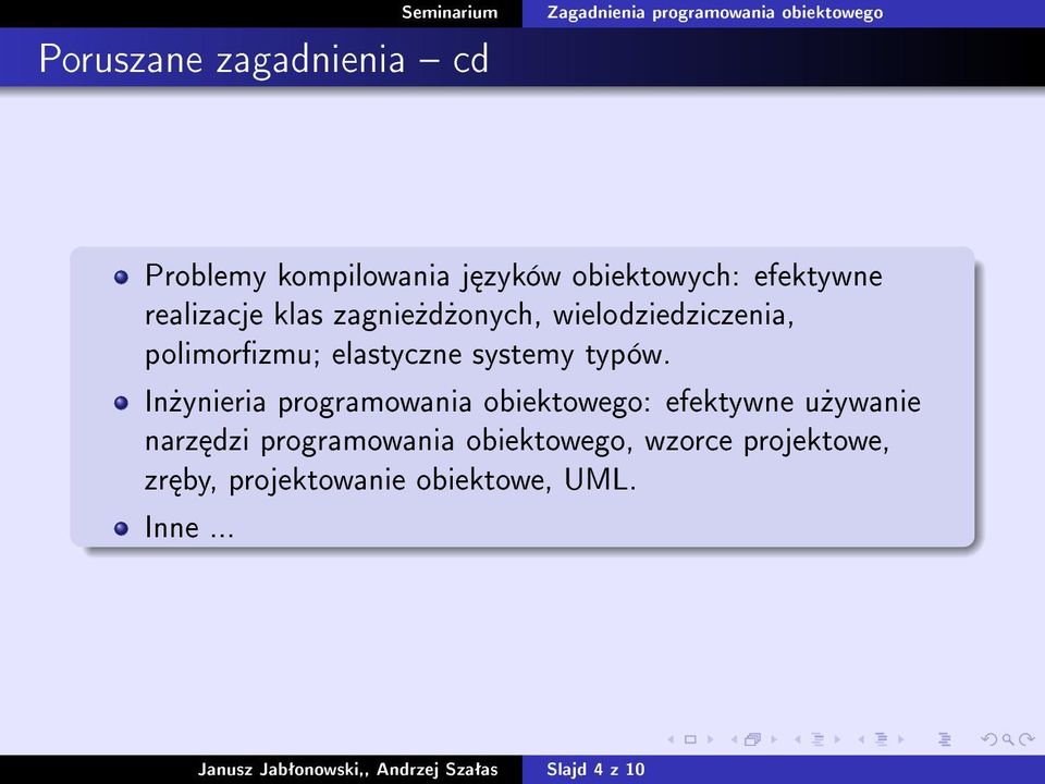 In»ynieria programowania obiektowego: efektywne u»ywanie narz dzi programowania obiektowego,