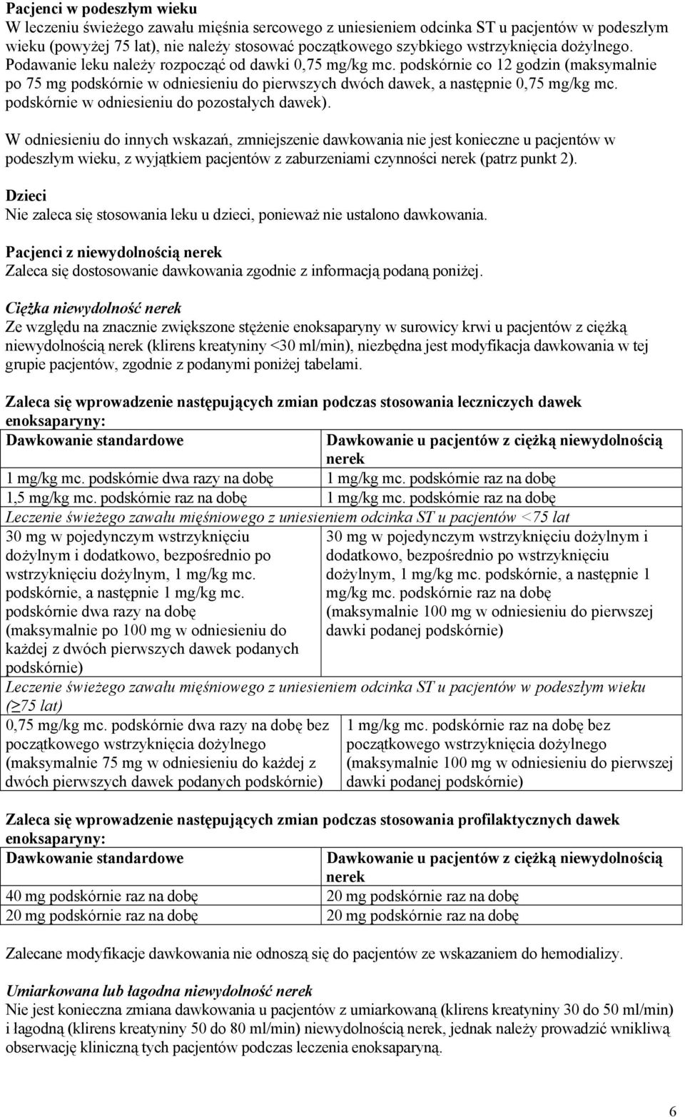 podskórnie co 12 godzin (maksymalnie po 75 mg podskórnie w odniesieniu do pierwszych dwóch dawek, a następnie 0,75 mg/kg mc. podskórnie w odniesieniu do pozostałych dawek).