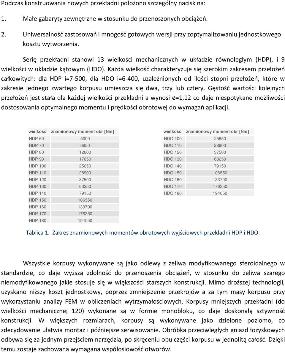 Serię przekładni stanowi 13 wielkości mechanicznych w układzie równoległym (HDP), i 9 wielkości w układzie kątowym (HDO).