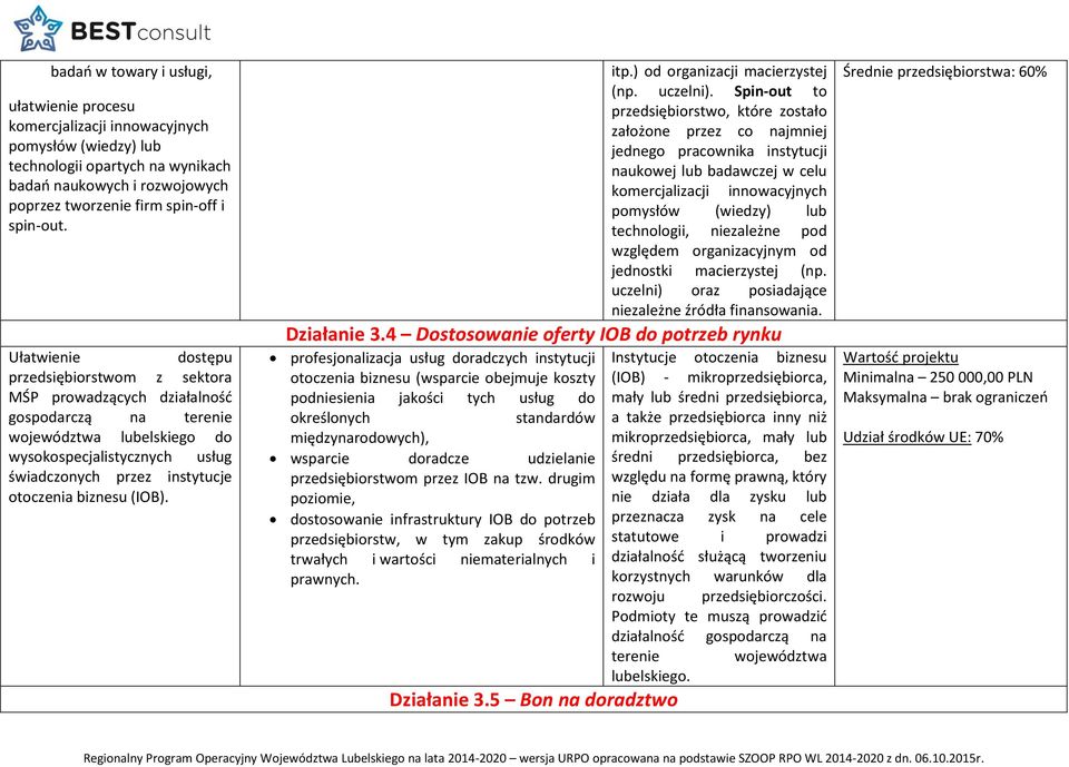 Ułatwienie dostępu przedsiębiorstwom z sektora MŚP prowadzących działalność gospodarczą na terenie województwa lubelskiego do wysokospecjalistycznych usług świadczonych przez instytucje otoczenia