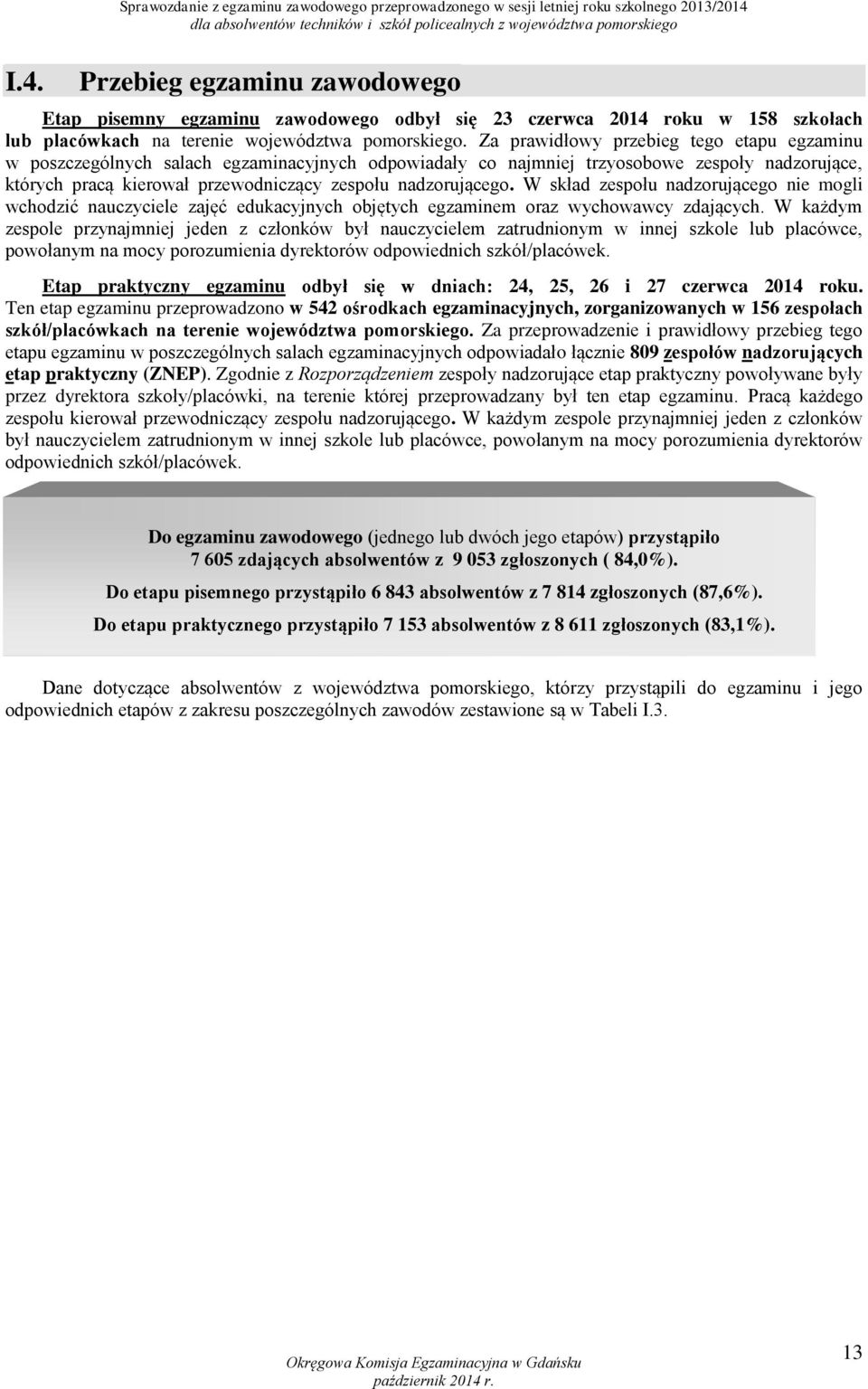 Za prawidłowy przebieg tego etapu egzaminu w poszczególnych salach egzaminacyjnych odpowiadały co najmniej trzyosobowe zespoły nadzorujące, których pracą kierował przewodniczący zespołu nadzorującego.