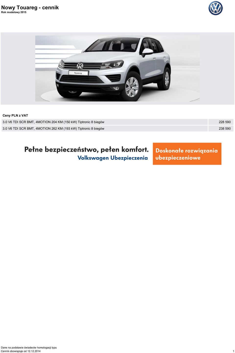 3.0 V6 TDI SCR BMT, 4MOTION 262 KM (193 kw) Tiptronic 8 biegów 238