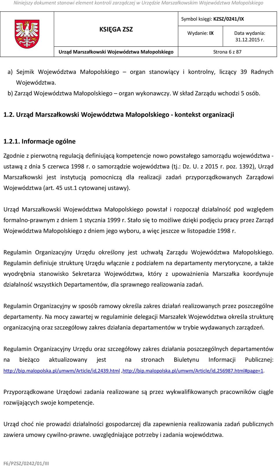 2. Urząd Marszałkowski Województwa Małopolskiego - kontekst organizacji 1.