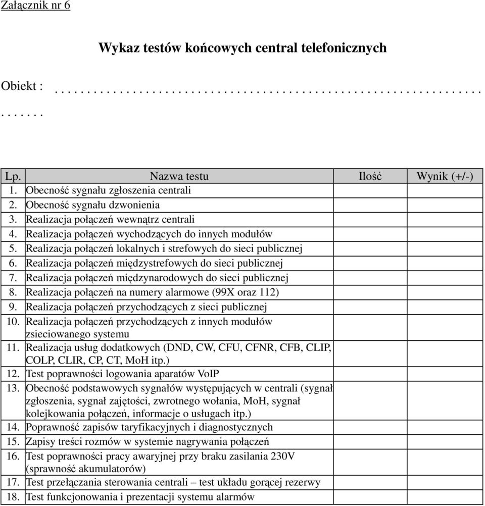 Realizacja połączeń lokalnych i strefowych do sieci publicznej 6. Realizacja połączeń międzystrefowych do sieci publicznej 7. Realizacja połączeń międzynarodowych do sieci publicznej 8.