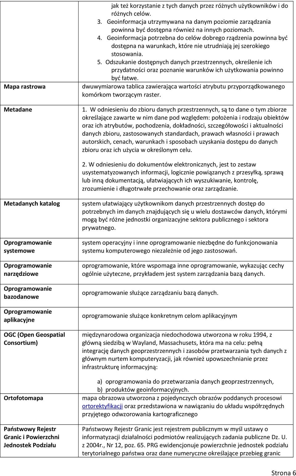 Geoinformacja potrzebna do celów dobrego rządzenia powinna być dostępna na warunkach, które nie utrudniają jej szerokiego stosowania. 5.