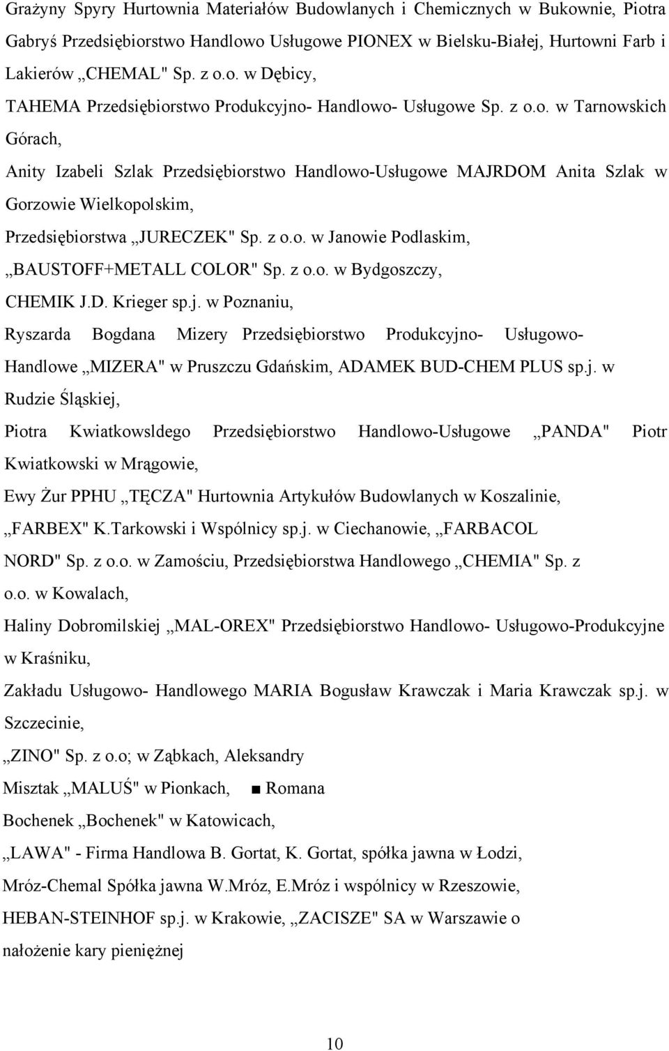 z o.o. w Bydgoszczy, CHEMIK J.D. Krieger sp.j.