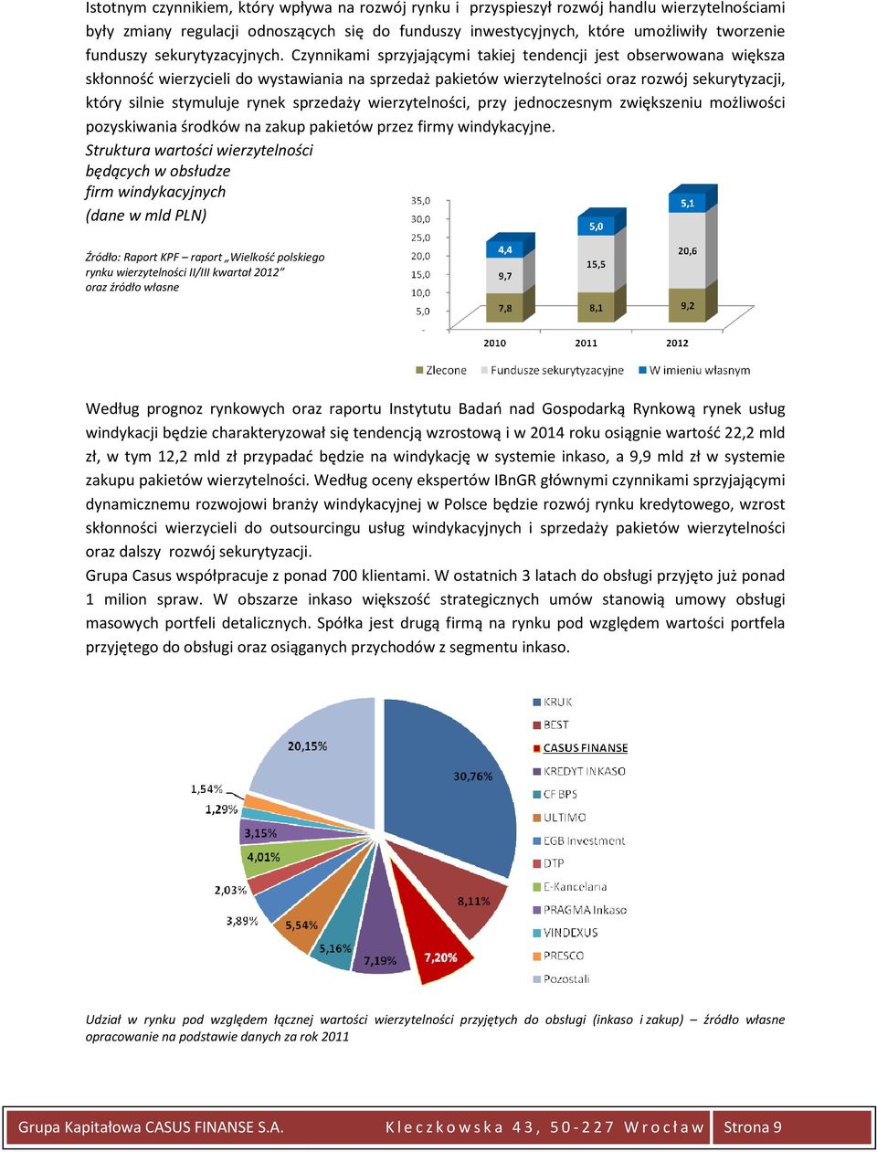 Czynnikami sprzyjającymi takiej tendencji jest obserwowana większa skłonność wierzycieli do wystawiania na sprzedaż pakietów wierzytelności oraz rozwój sekurytyzacji, który silnie stymuluje rynek