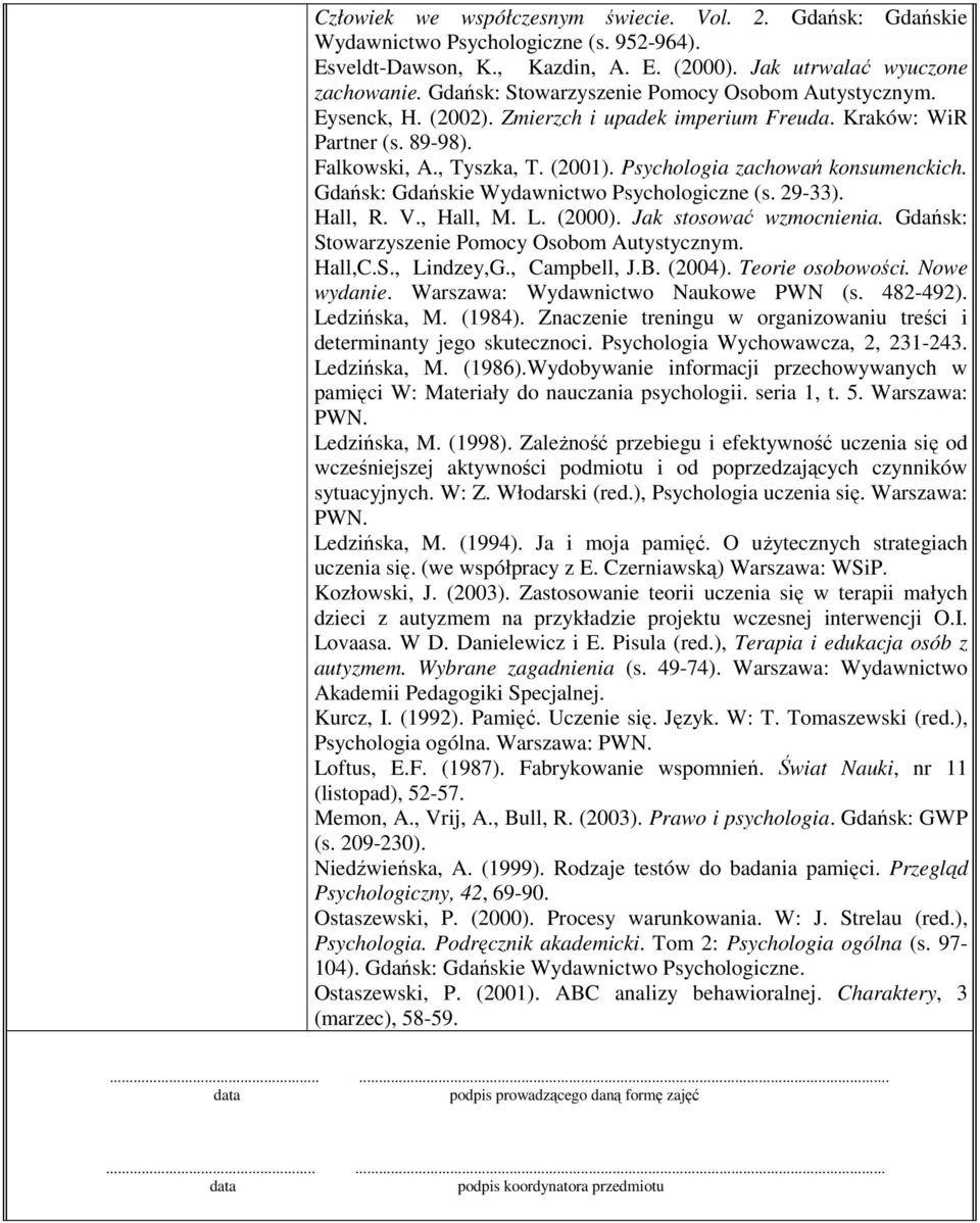 Psychologia zachowań konsumenckich. Gdańsk: Gdańskie Wydawnictwo Psychologiczne (s. 29-33). Hall, R. V., Hall, M. L. (2000). Jak stosować wzmocnienia.