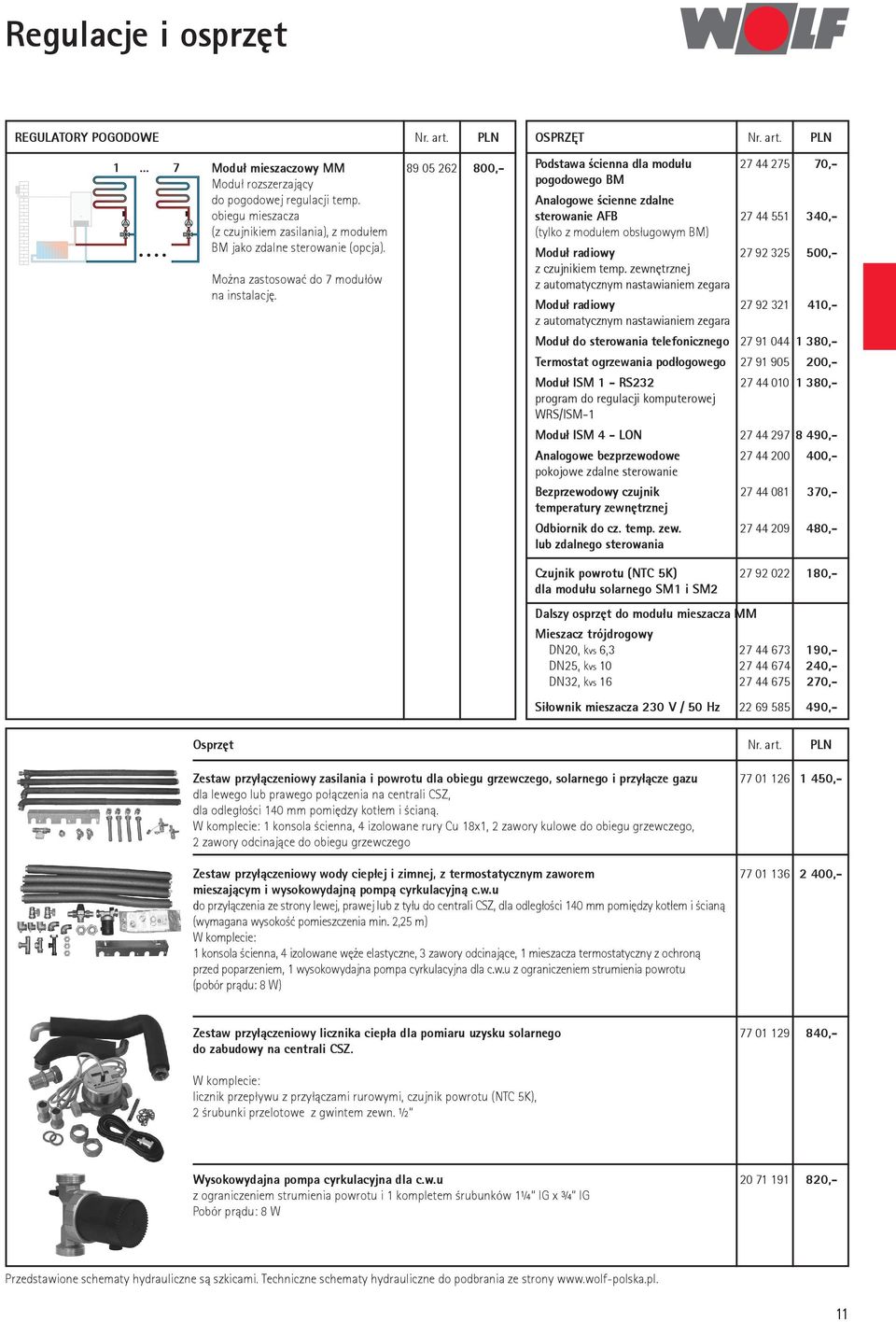 Podstawa ścienna dla modułu 27 44 275 70,- pogodowego BM Analogowe ścienne zdalne sterowanie AFB 27 44 551 340,- (tylko z modułem obsługowym BM) Moduł radiowy 27 92 325 500,- z czujnikiem temp.