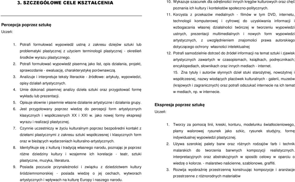 Potrafi formułować wypowiedź pisemną jako list, opis działania, projekt, sprawozdanie - ewaluację, charakterystykę porównawczą. 3.