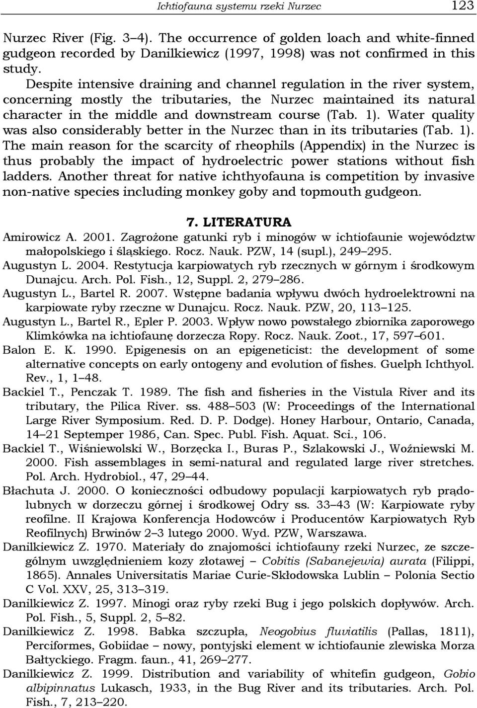 Water quality was also considerably better in the Nurzec than in its tributaries (Tab. 1).