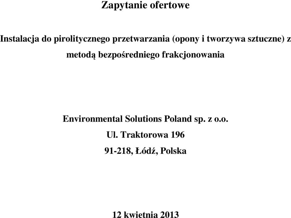 bezpośredniego frakcjonowania Environmental Solutions