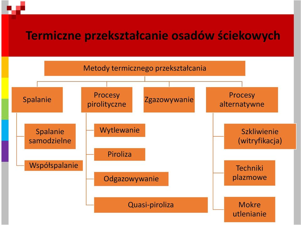 alternatywne Spalanie samodzielne Współspalanie Wytlewanie Piroliza