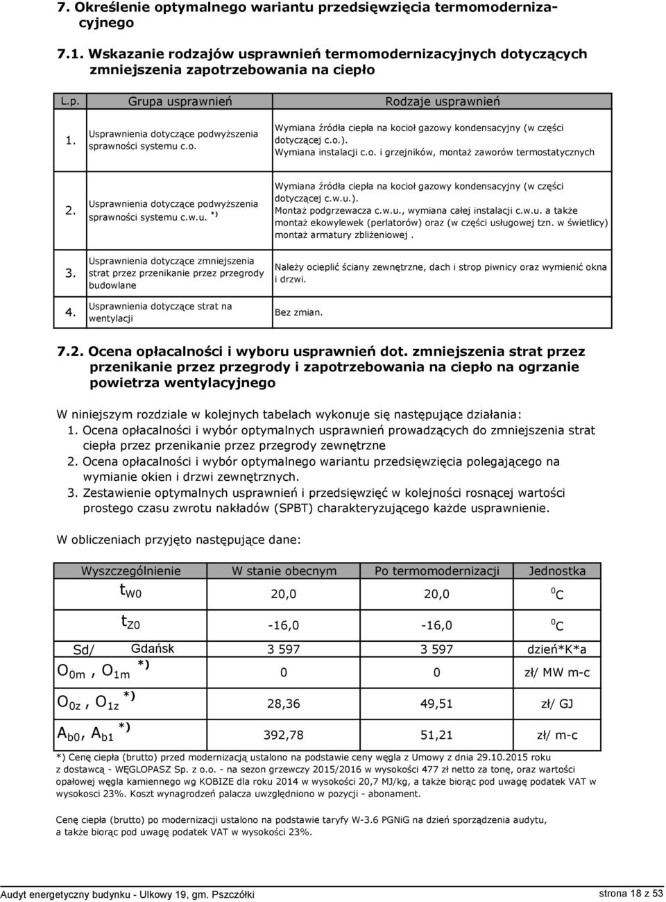 w.u. *) Wymiana źródła ciepła na kocioł gazowy kondensacyjny (w części dotyczącej c.w.u.). Montaż podgrzewacza c.w.u., wymiana całej instalacji c.w.u. a także montaż ekowylewek (perlatorów) oraz (w części usługowej tzn.