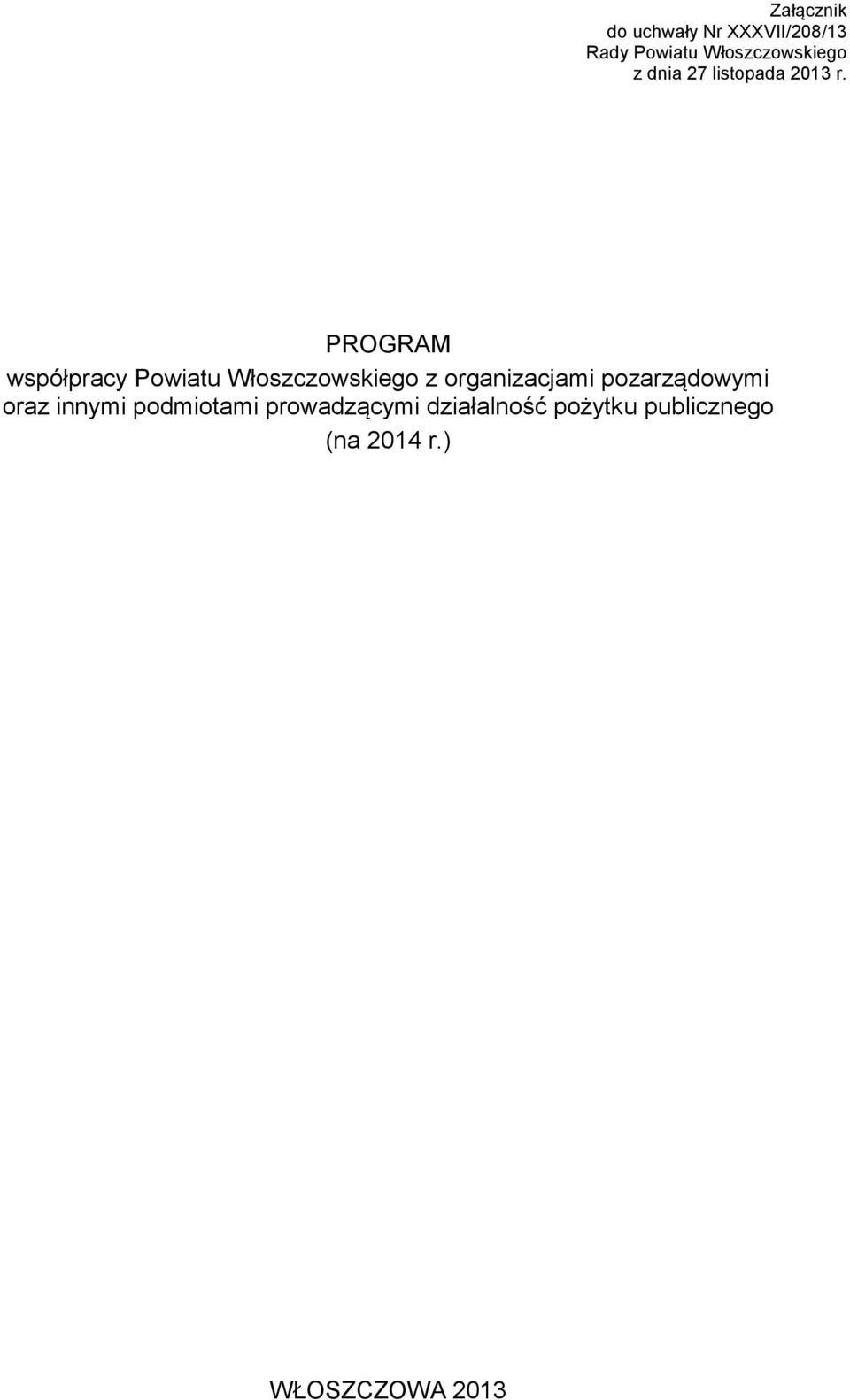 PROGRAM współpracy Powiatu Włoszczowskiego z organizacjami