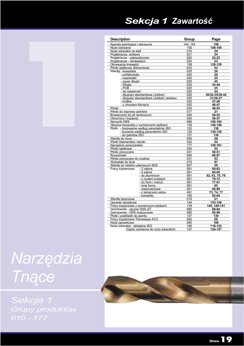 Wiertła - super długie 025 45 Wiertła - Długie 025 43-44 Wiertła - PCB 025 25 Wiertła - do nawierceń 025 24 Wiertła - długości standardowe (Jobber) 025 30/32-35/38-42 Wiertła - długości standardowe