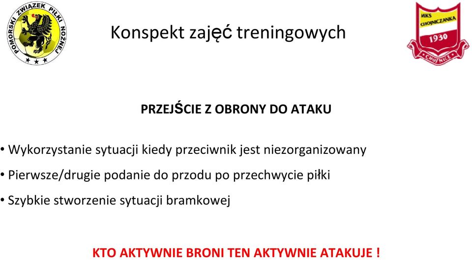 podanie do przodu po przechwycie piłki Szybkie