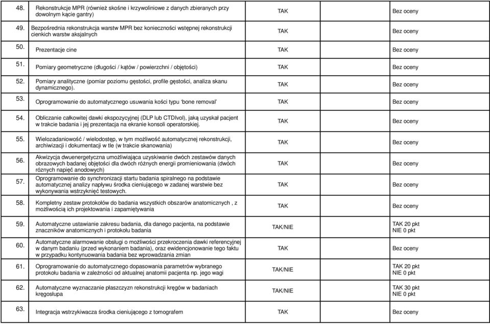 Oprogramowanie do automatycznego usuwania kości typu bone removal 54 Obliczanie całkowitej dawki ekspozycyjnej (DLP lub CTDIvol), jaką uzyskał pacjent w trakcie badania i jej prezentacja na ekranie