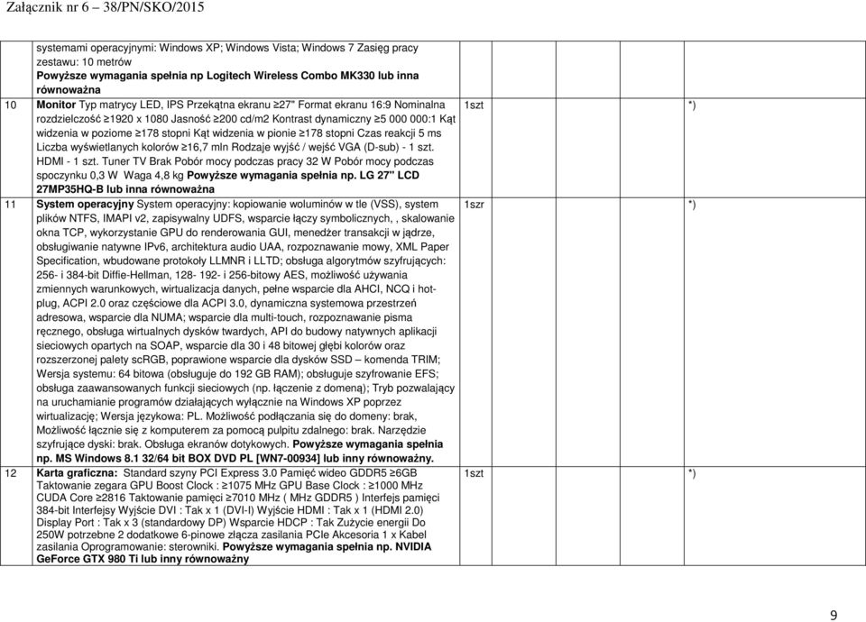 stopni Czas reakcji 5 ms Liczba wyświetlanych kolorów 16,7 mln Rodzaje wyjść / wejść VGA (D-sub) - 1 szt. HDMI - 1 szt.