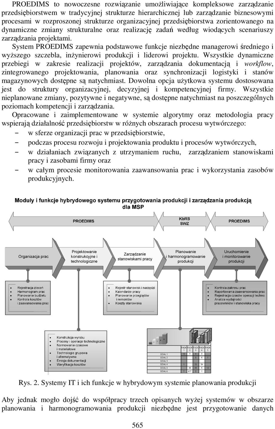 System PROEDIMS zapewnia podstawowe funkcje niezbędne managerowi średniego i wyŝszego szczebla, inŝynierowi produkcji i liderowi projektu.