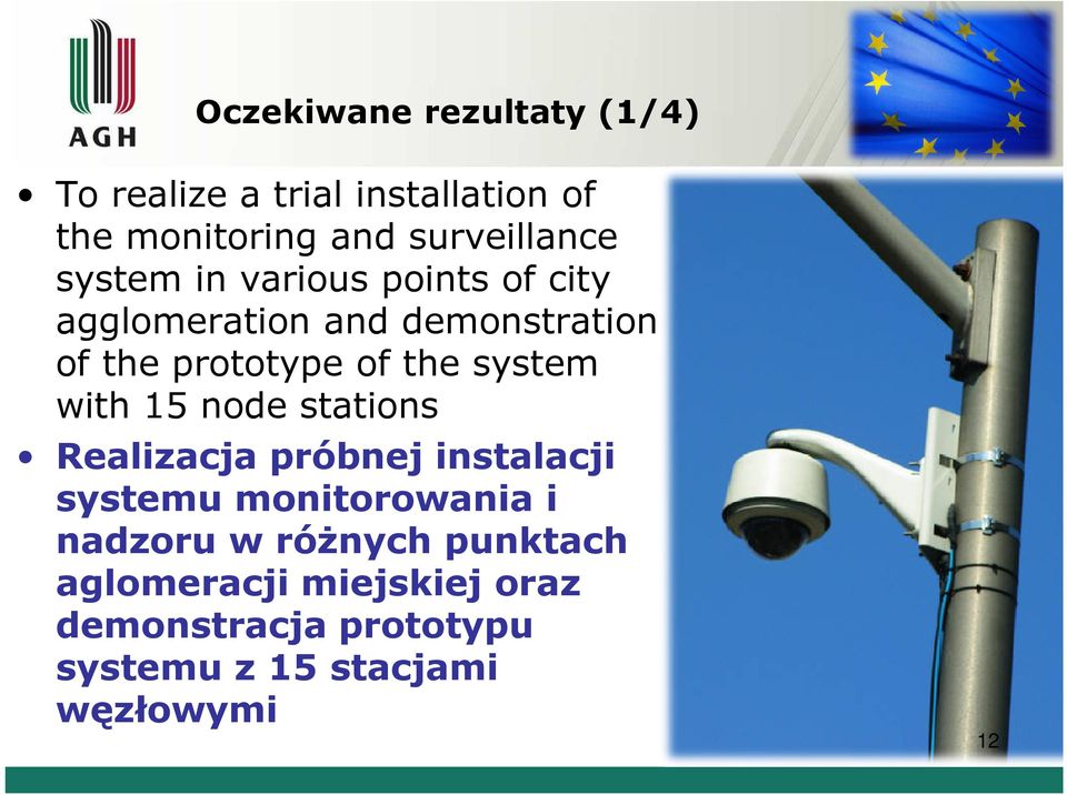 system with 15 node stations Realizacja próbnej instalacji systemu monitorowania i nadzoru w