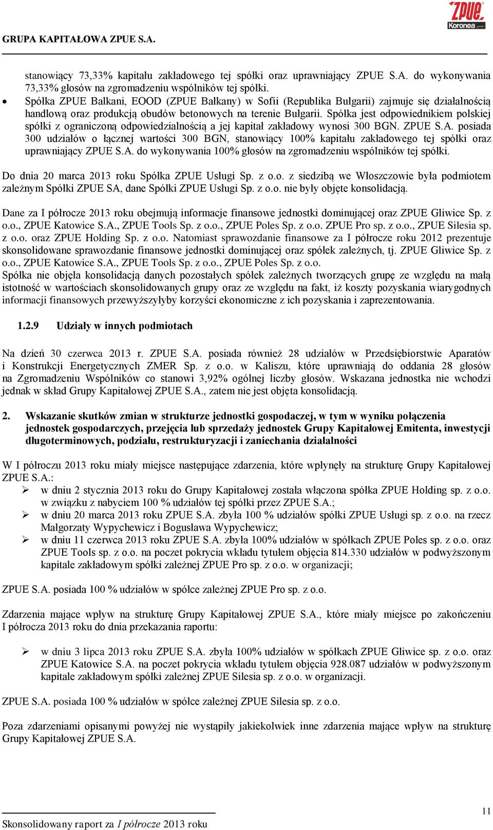 Spółka jest odpowiednikiem polskiej spółki z ograniczoną odpowiedzialnością a jej kapitał zakładowy wynosi 300 BGN. ZPUE S.A.