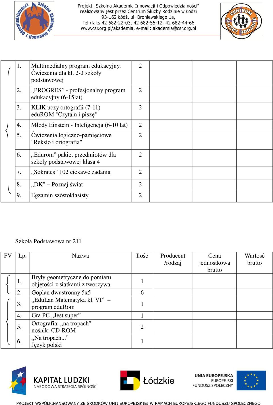 Ćwiczenia logiczno-pamięciowe "Reksio i ortografia" 6. Edurom pakiet przedmiotów dla szkoły podstawowej klasa 4 7. Sokrates 0 ciekawe zadania 8. DK Poznaj świat 9.