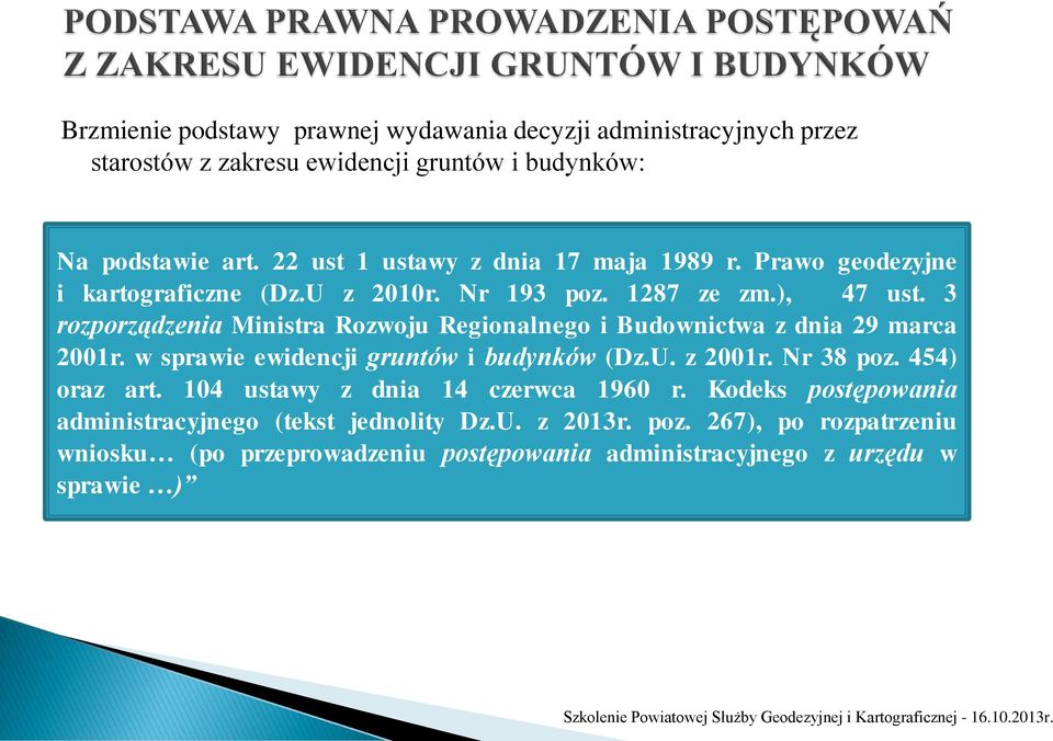 3 rozporządzenia Ministra Rozwoju Regionalnego i Budownictwa z dnia 29 marca 2001r. w sprawie ewidencji gruntów i budynków (Dz.U. z 2001r. Nr 38 poz.