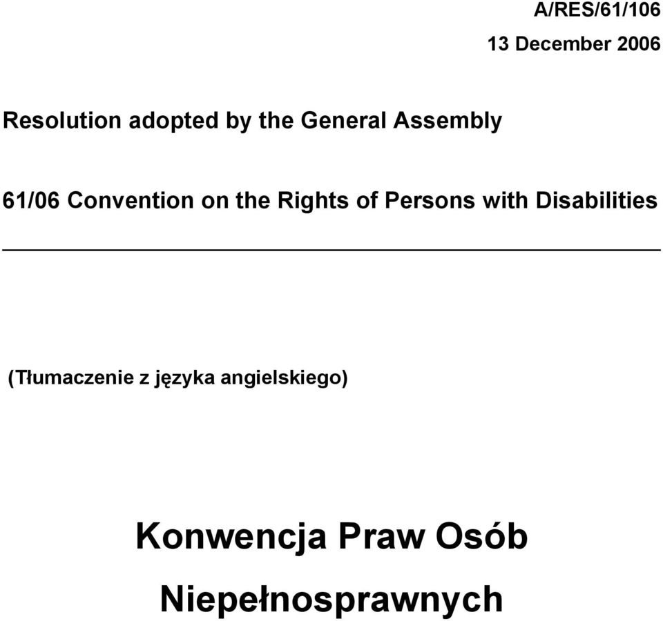 of Persons with Disabilities (Tłumaczenie z języka