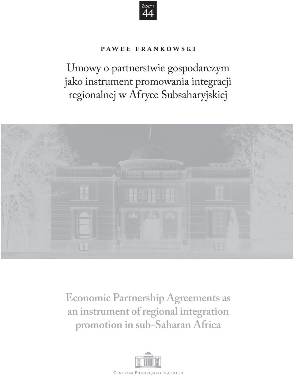 w Afryce Subsaharyjskiej Economic Partnership Agreements as an