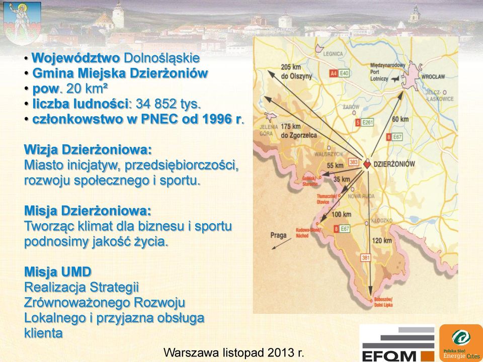 Wizja Dzierżoniowa: Miasto inicjatyw, przedsiębiorczości, rozwoju społecznego i sportu.