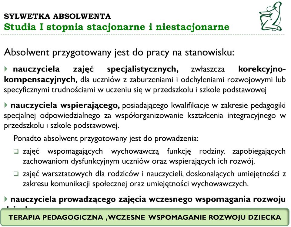 pedagogiki specjalnej odpowiedzialnego za współorganizowanie kształcenia integracyjnego w przedszkolu i szkole podstawowej.