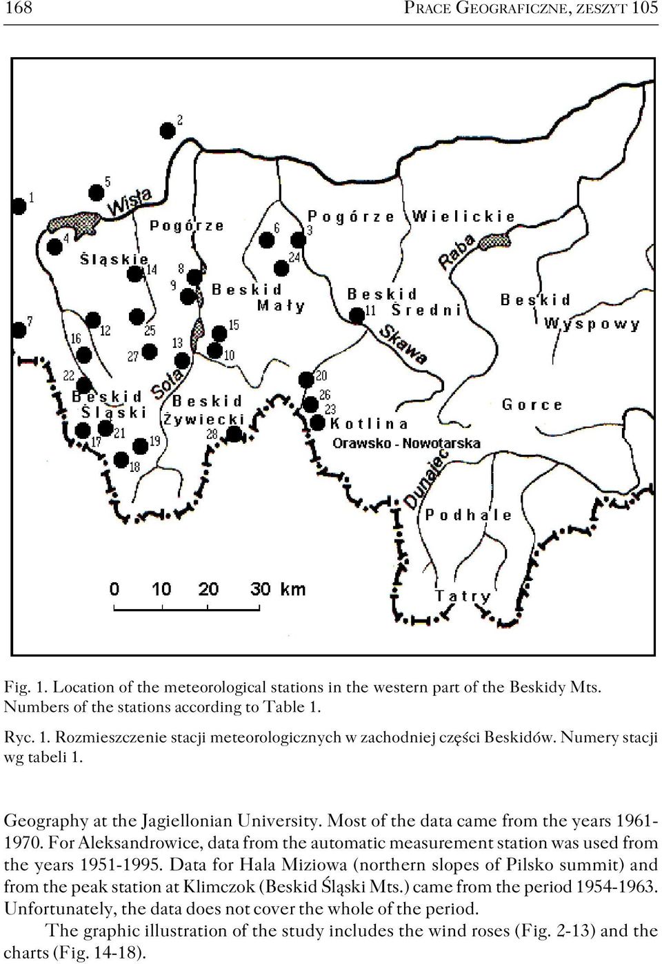 For Aleksandrowice, data from the automatic measurement station was used from the years 1951 1995.