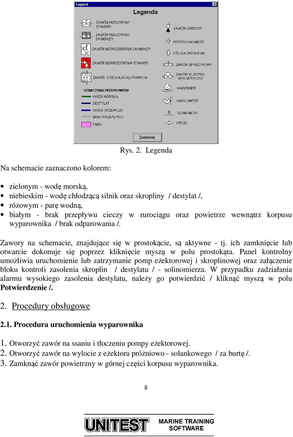 powietrze wewnątrz korpusu wyparownika / brak odparowania /. Zawory na schemacie, znajdujące się w prostokącie, są aktywne - tj.