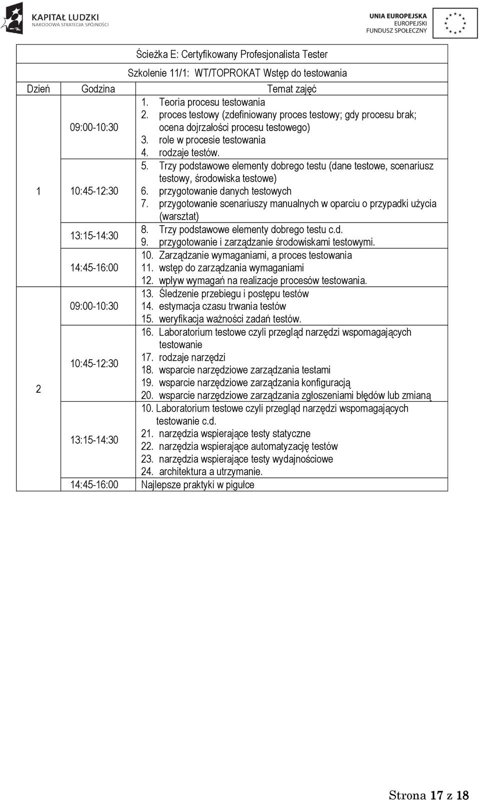 Trzy podstawowe elementy dobrego testu (dane testowe, scenariusz testowy, środowiska testowe) 6. przygotowanie danych testowych 7.