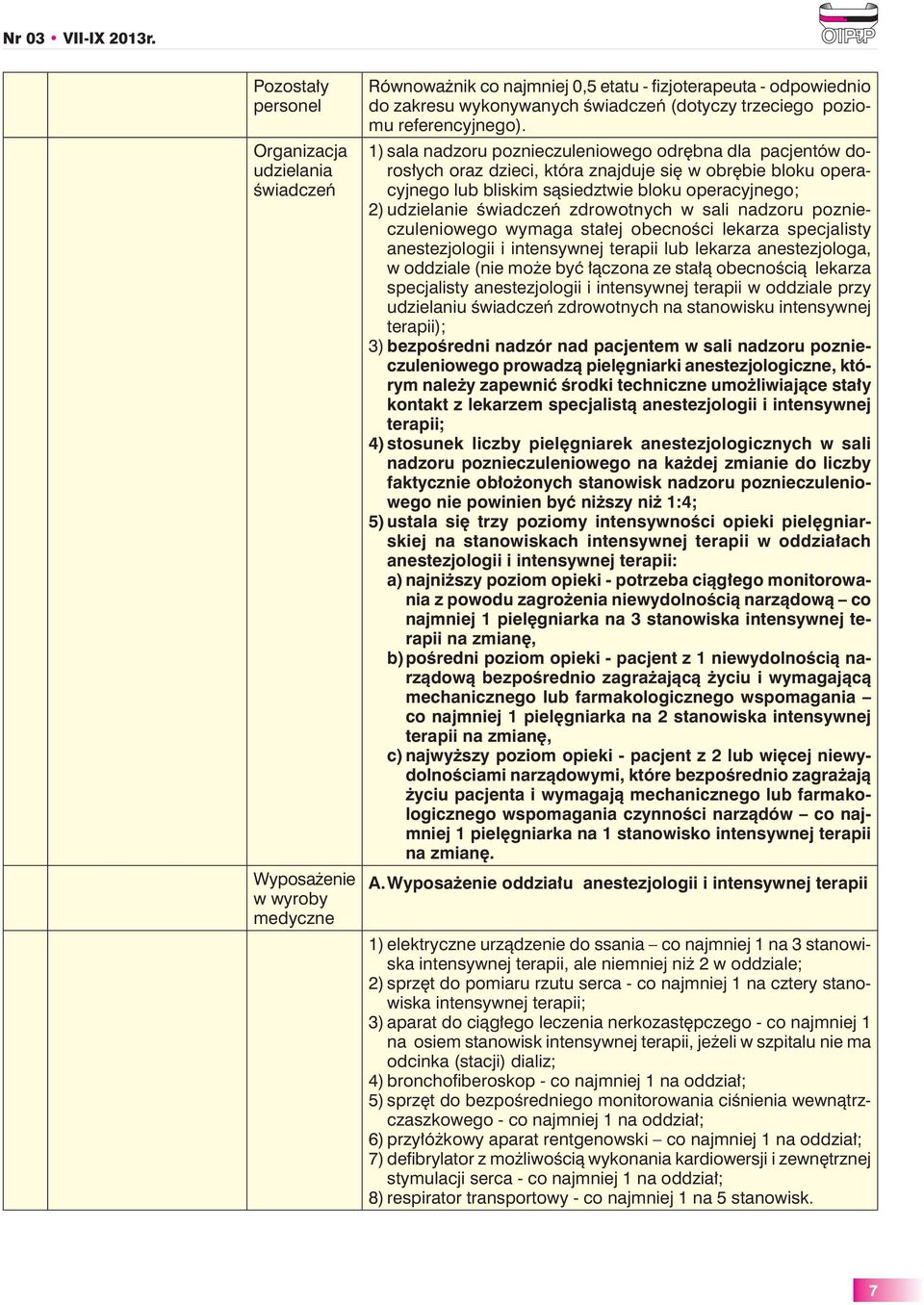 1) sala nadzoru poznieczuleniowego odrębna dla pacjentów dorosłych oraz dzieci, która znajduje się w obrębie bloku operacyjnego lub bliskim sąsiedztwie bloku operacyjnego; 2) udzielanie świadczeń