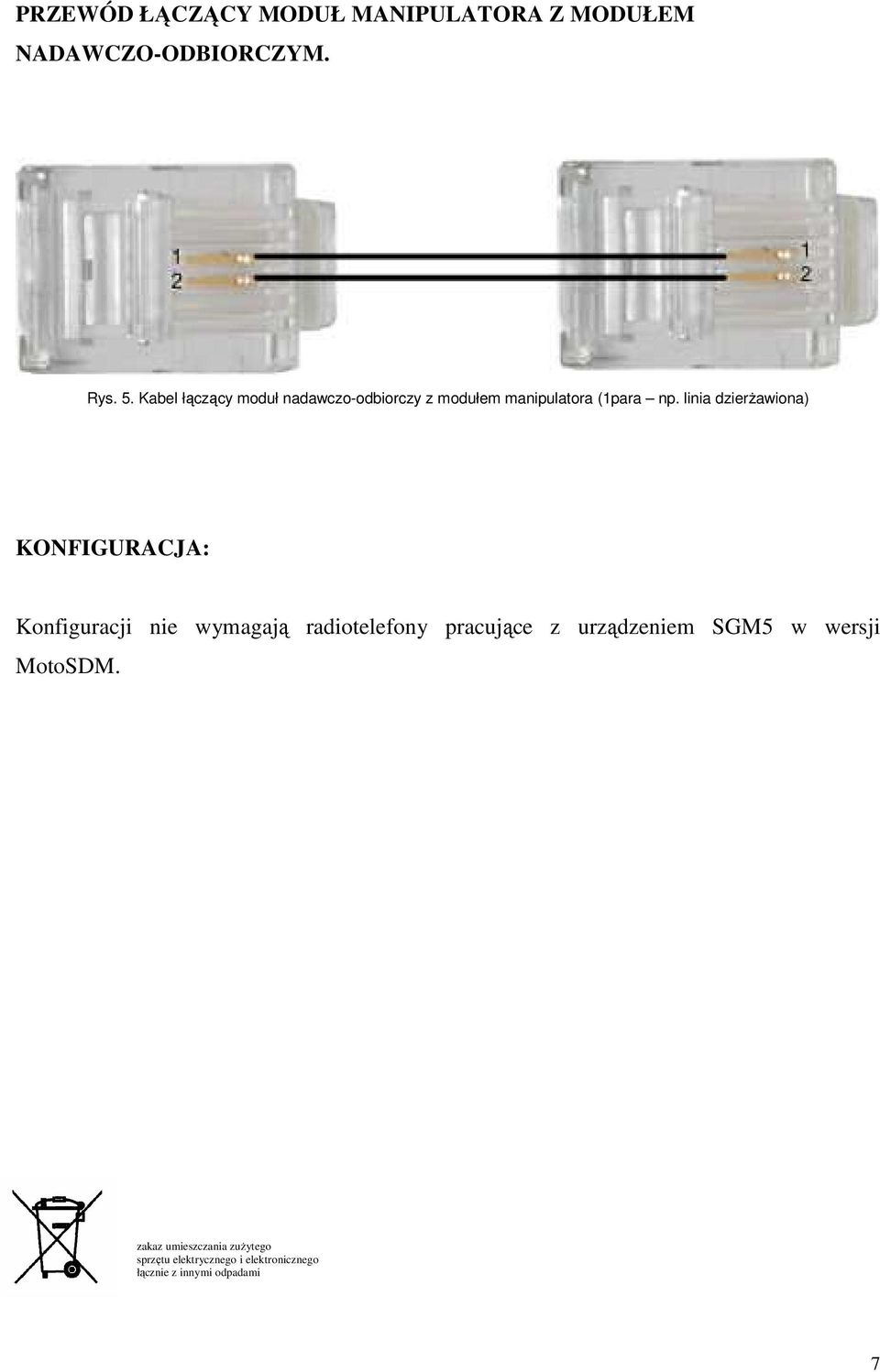 linia dzierżawiona) KONFIGURACJA: Konfiguracji nie wymagają radiotelefony pracujące z