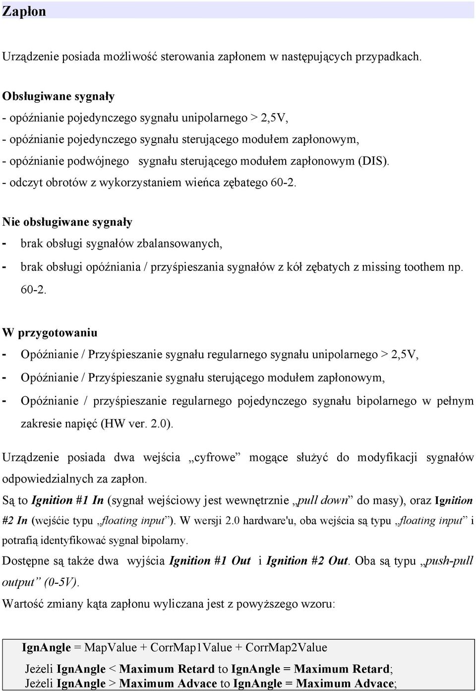 zapłonowym (DIS). - odczyt obrotów z wykorzystaniem wieńca zębatego 60-2.