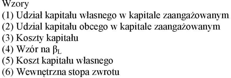 kapitale zaangażowanym (3) Koszty kapitału (4)