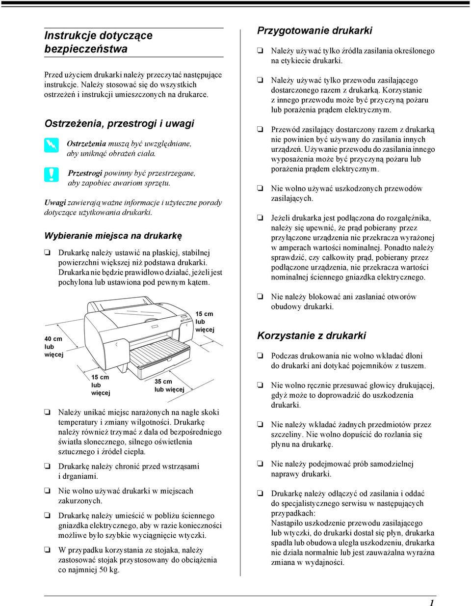 Uwagi zawierają ważne informacje i użyteczne porady dotyczące użytkowania drukarki.